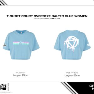 T-Shirt Court Oversize "Tag" Femme Bleu