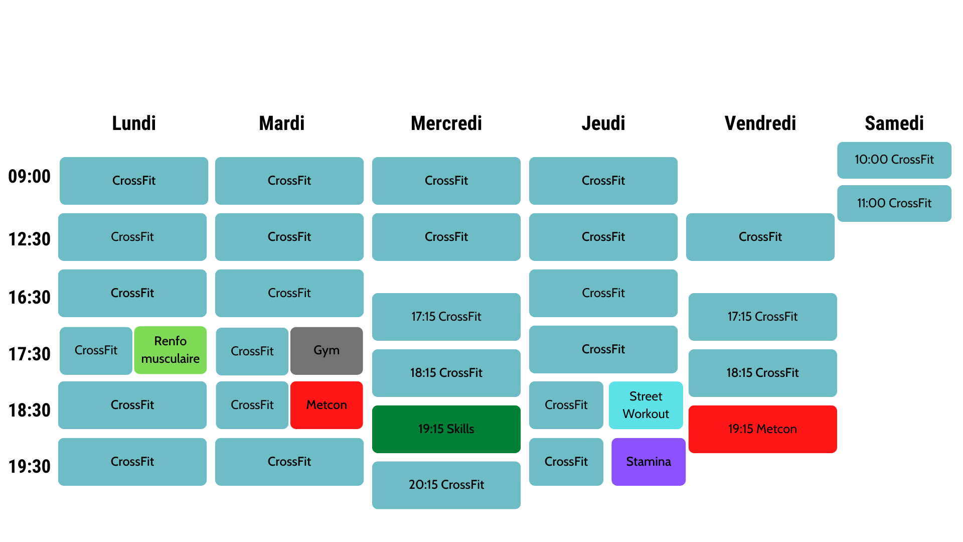 planning complet crossfit talange